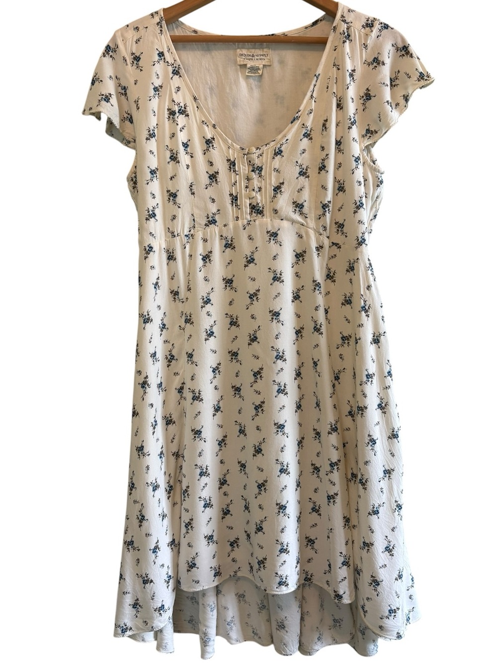 Ralph Lauren DENIM & SUPPLY | Blue Floral V-Neck Summer Dress 12 Cottagecore - Picture 2 of 14